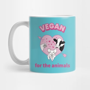 Vegan for the animals - cute cartoon farm animals Mug